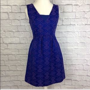 Anthro Maeve Blue and Purple Aztec Pattern Dress